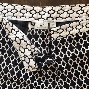 Cute graphic pant. Blue & white Moroccan pattern!